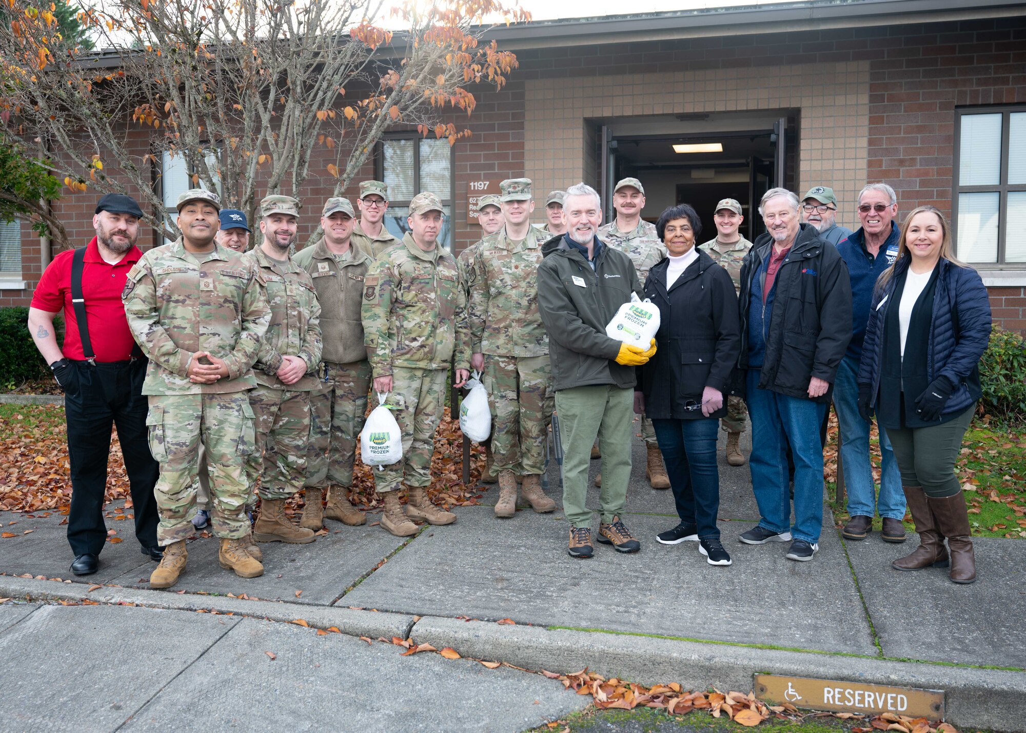 Team McChord Airmen joined forces with members of the Air Force Association Washington State Chapter and Pierce Military and Business Alliance to carry out Operation Turkey Drop at Joint Base Lewis-McChord, Washington, Nov. 21, 2024. Hundreds of turkeys were donated by the AFA Washington State Chapter, Pierce Military and Business Alliance, the Army and Air Force Exchange Service and the Religious Support Office for Airmen in time for Thanksgiving. The annual event directly supports and enhances quality of life for Team McChord Airmen and their families during the holidays.