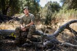 Navy Hospital Corpsman 1st Class Domenic Nasuta, a Survival, Evasion, Resistance, and Escape (SERE) instructor assigned to the Center for Security Forces, poses for a portrait at SERE West in Warner Springs, Calif. on Sept. 21, 2024. The Center for Security Forces provides Sailors with specialized training necessary for force protection, anti-terrorism, and security operations across the fleet, ensuring mission readiness and enhancing the Navy's combat effectiveness. (U.S. Navy photo by Austen McClain)