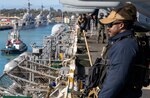 USS Wasp (LHD 1) departs Naval Station Rota, Spain.