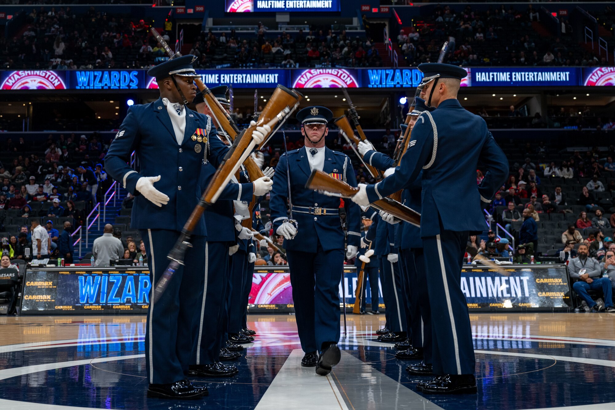 Drill team perform