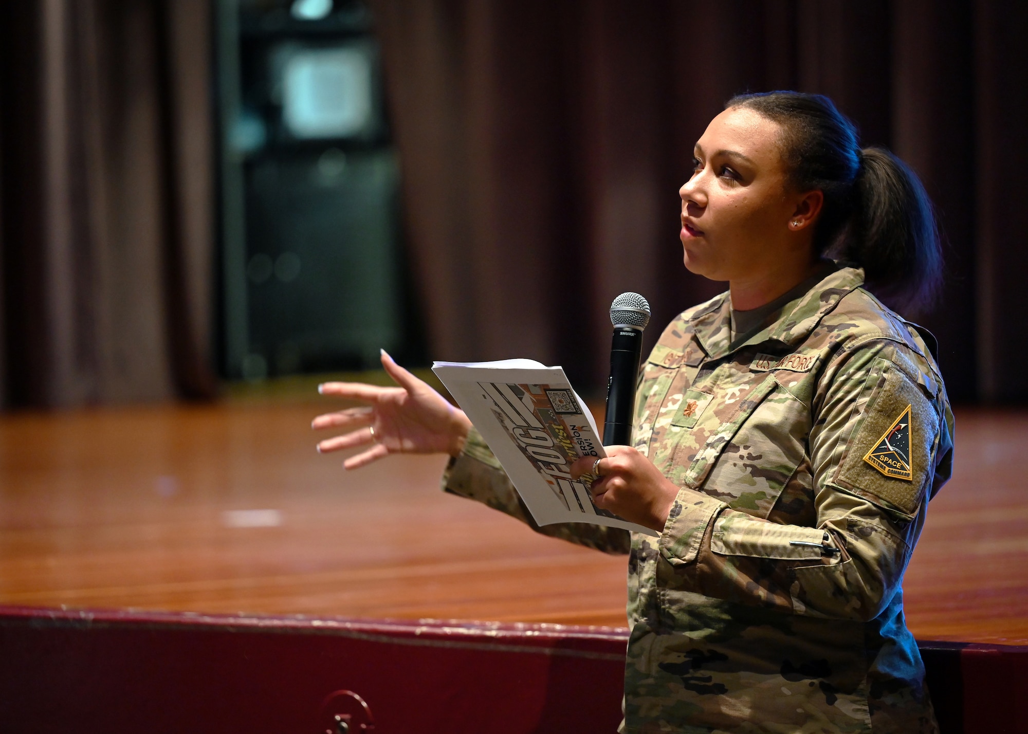 A woman giving a speech,
