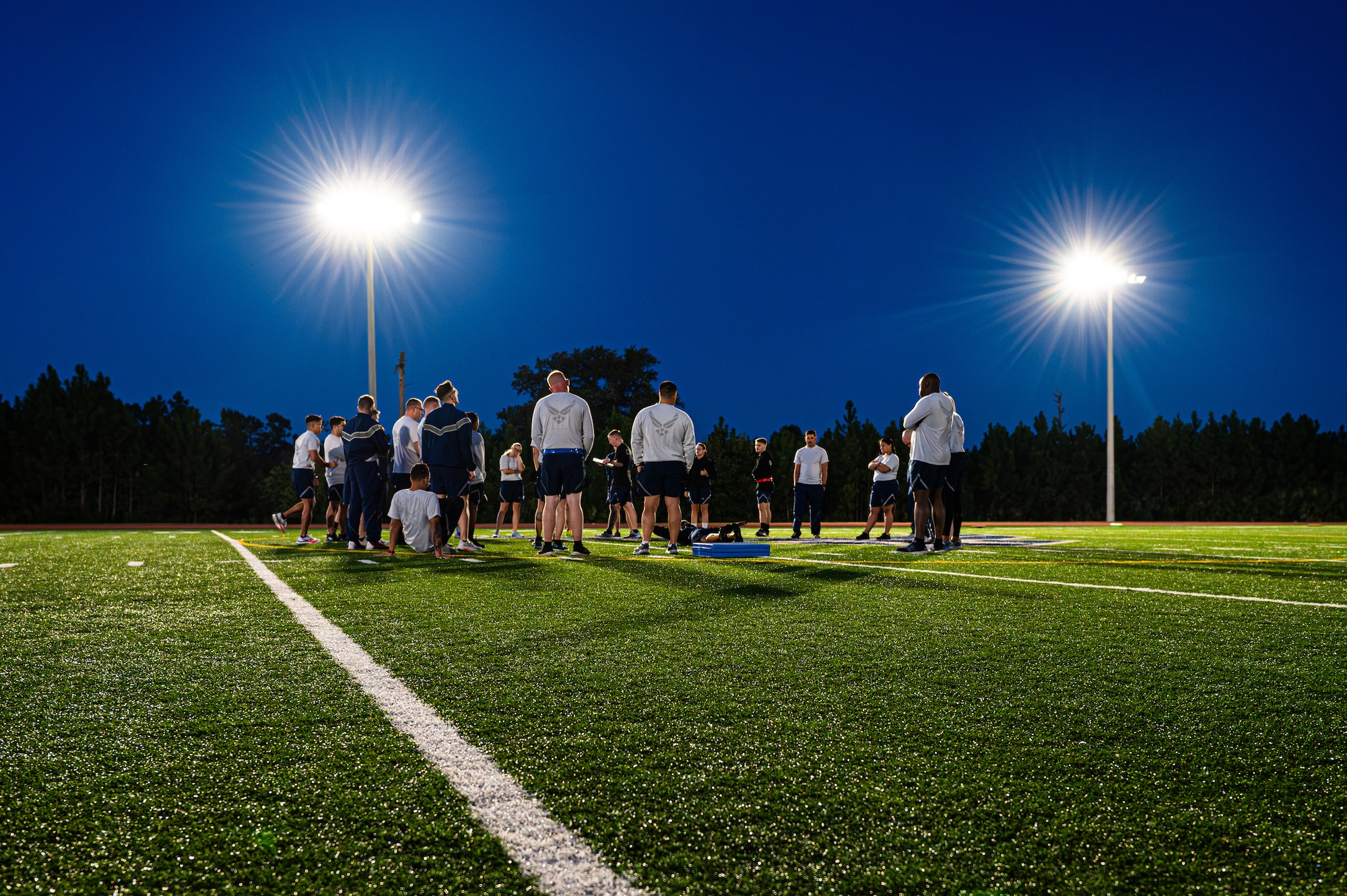Airmen prepare for a mock physical assessment while attending the NCOA