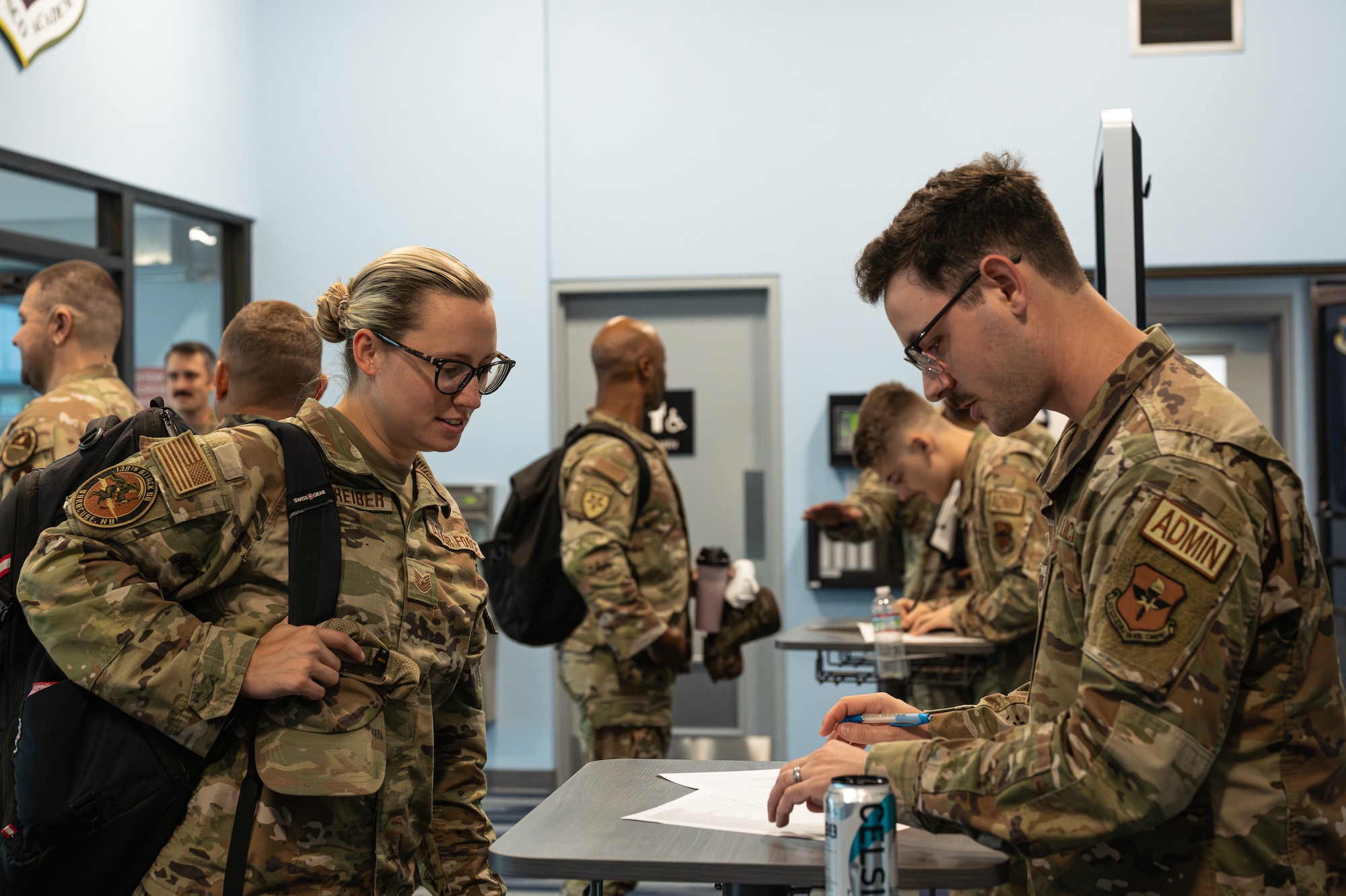 Airmen check in for courses at the Airey NCOA