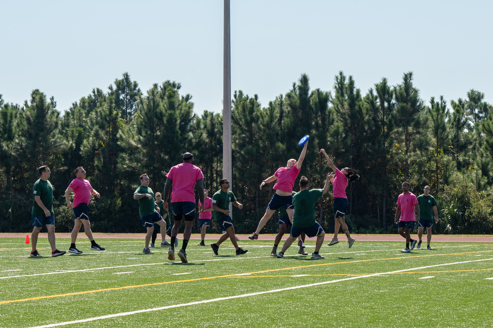 NCOs play ultimate frisbee at Tyndall Air Force Base