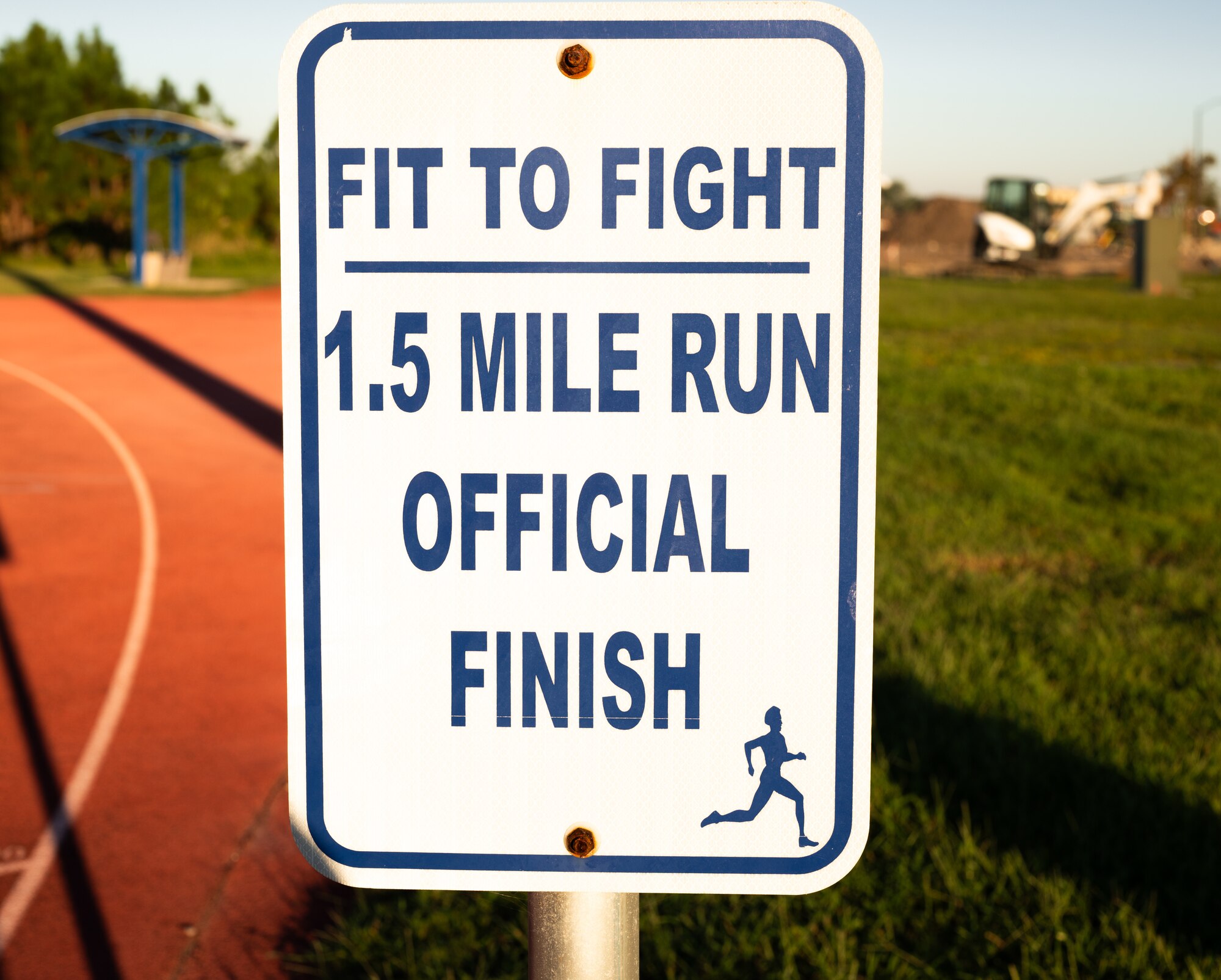 a sign sits at Tyndall Air Force Base's running track