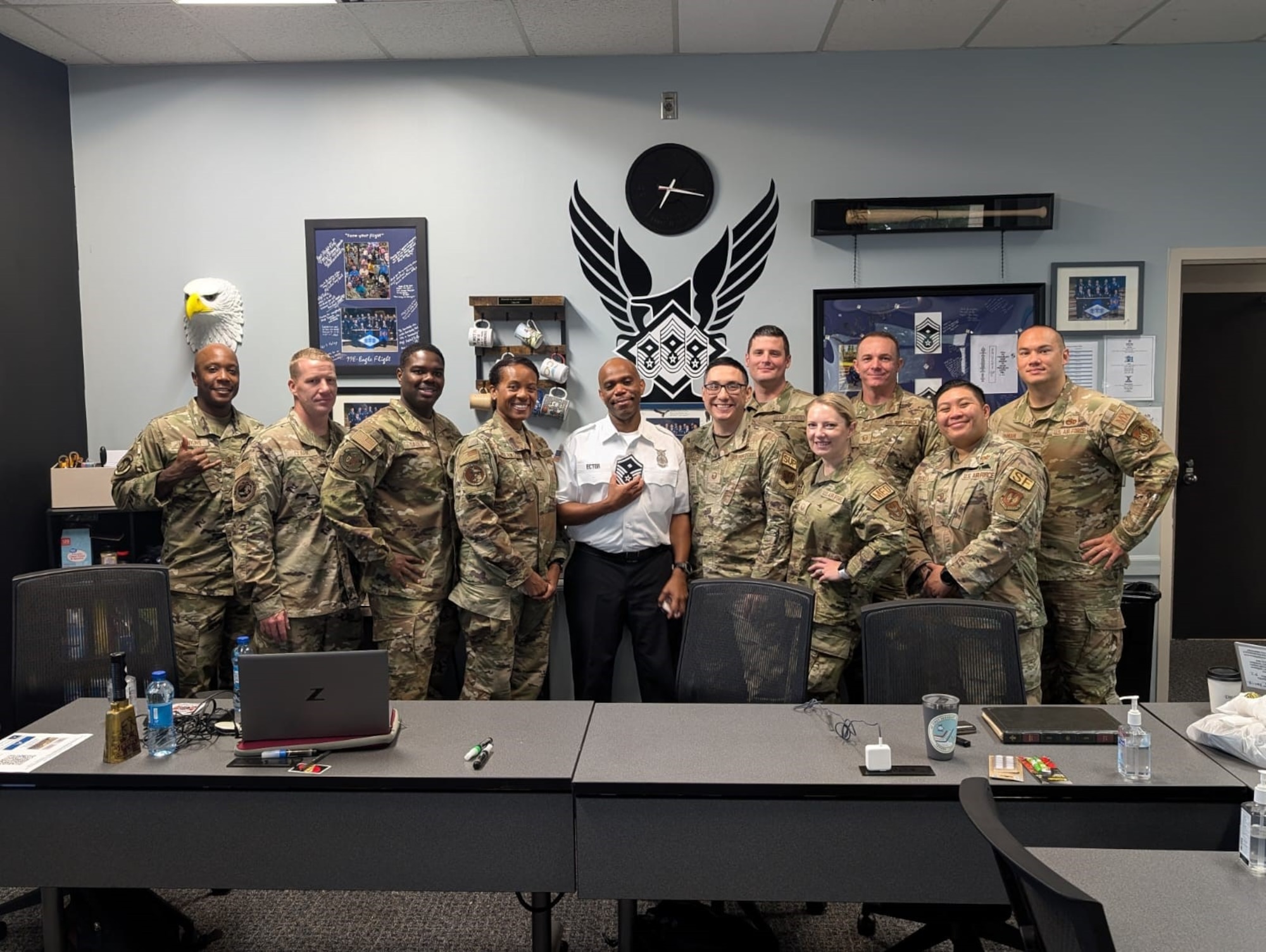 Group poses for a photo after graduating the First Sergeant Academy.