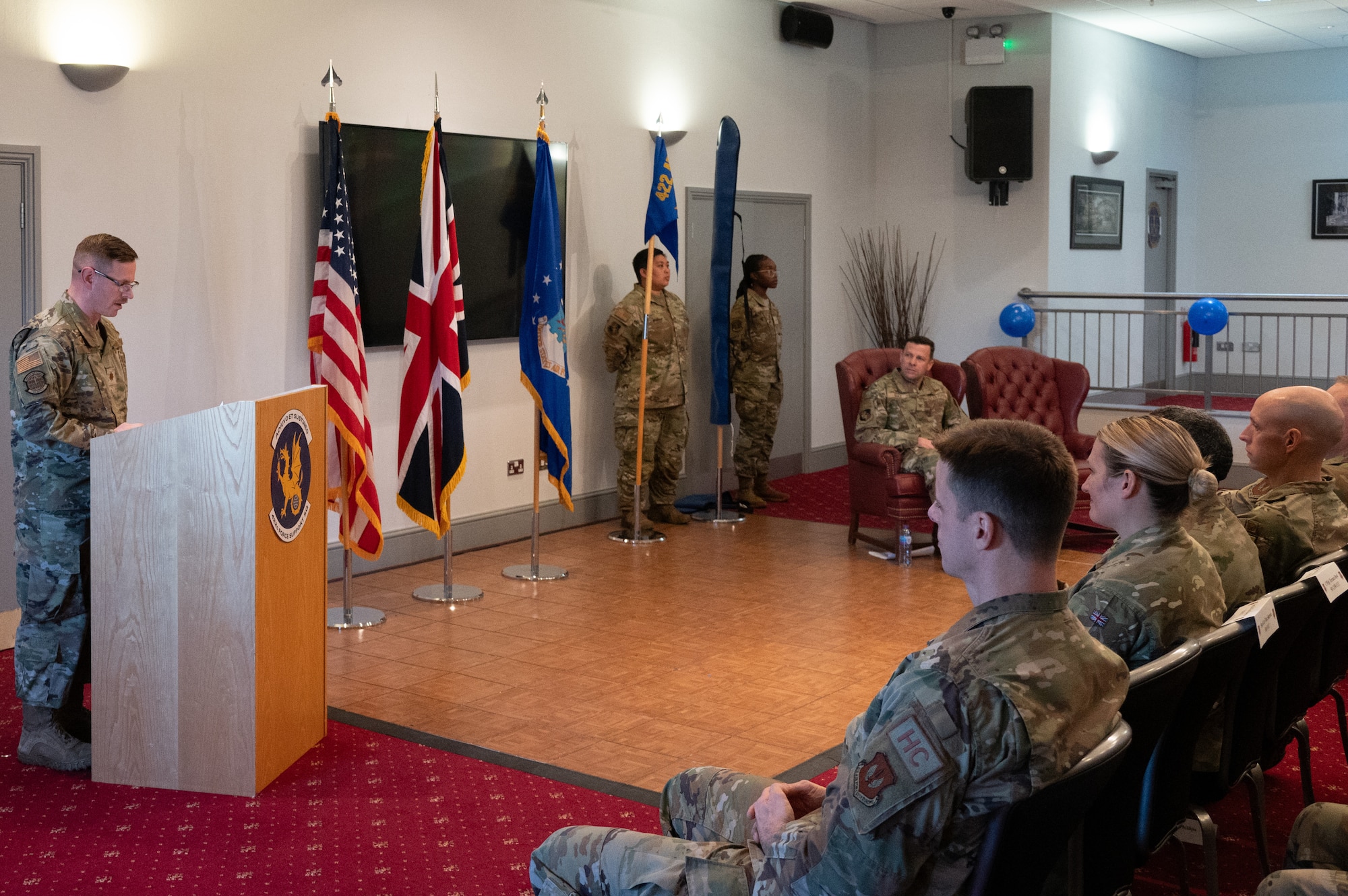 Commander gives a speech