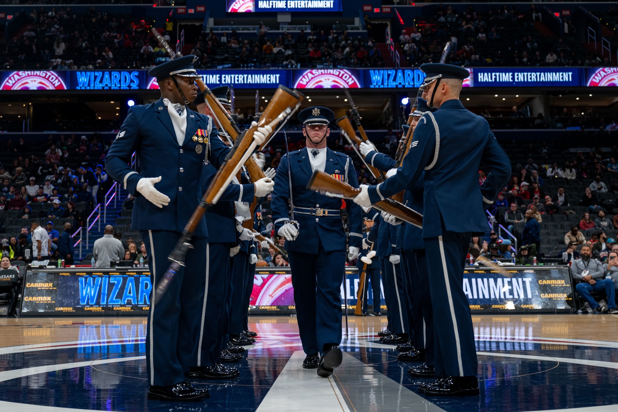 Drill team perform
