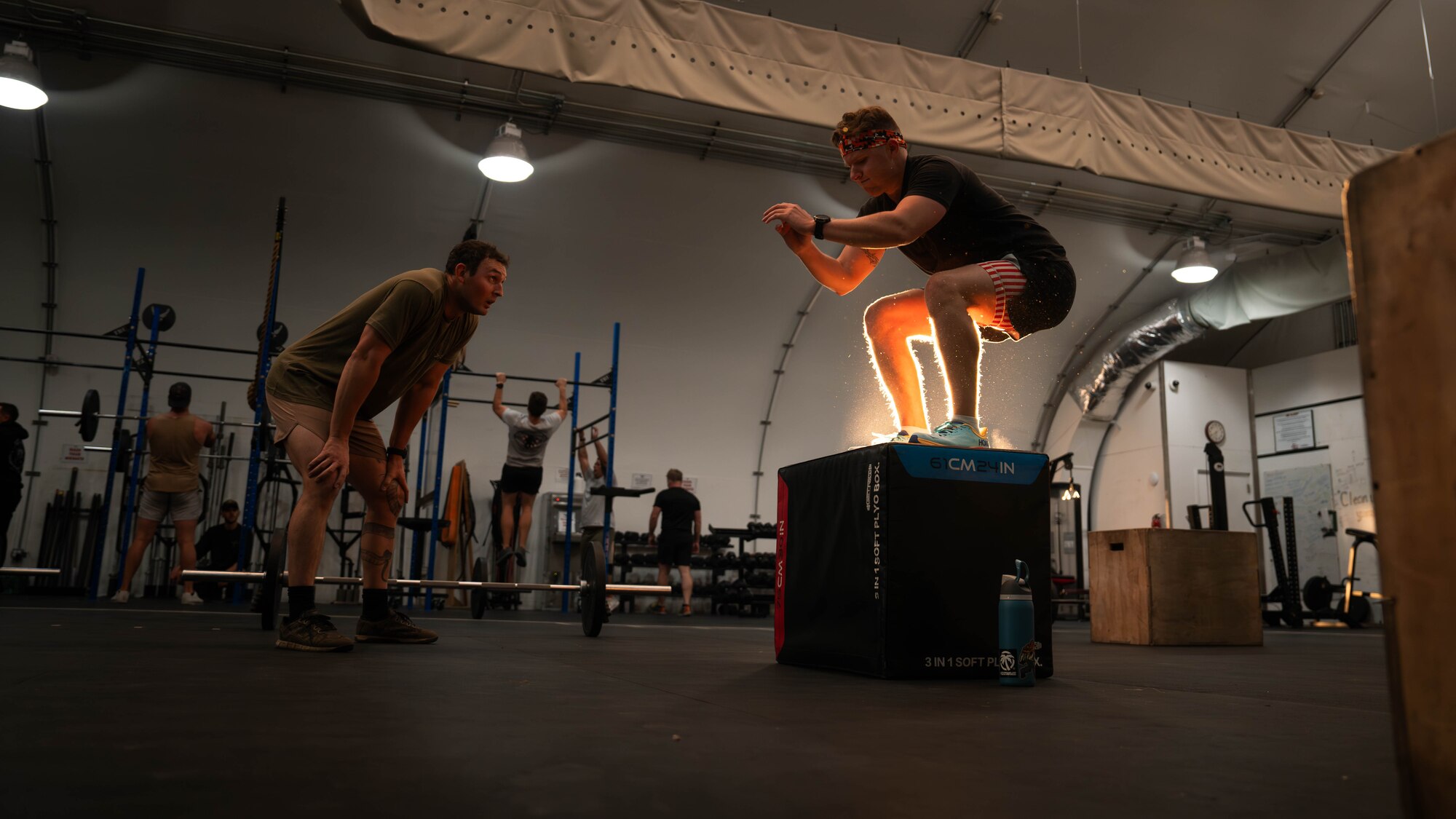 U.S. Air Force 56th Explosive Ordnance Disposal technicians engage in the 137th EOD Memorial Workout