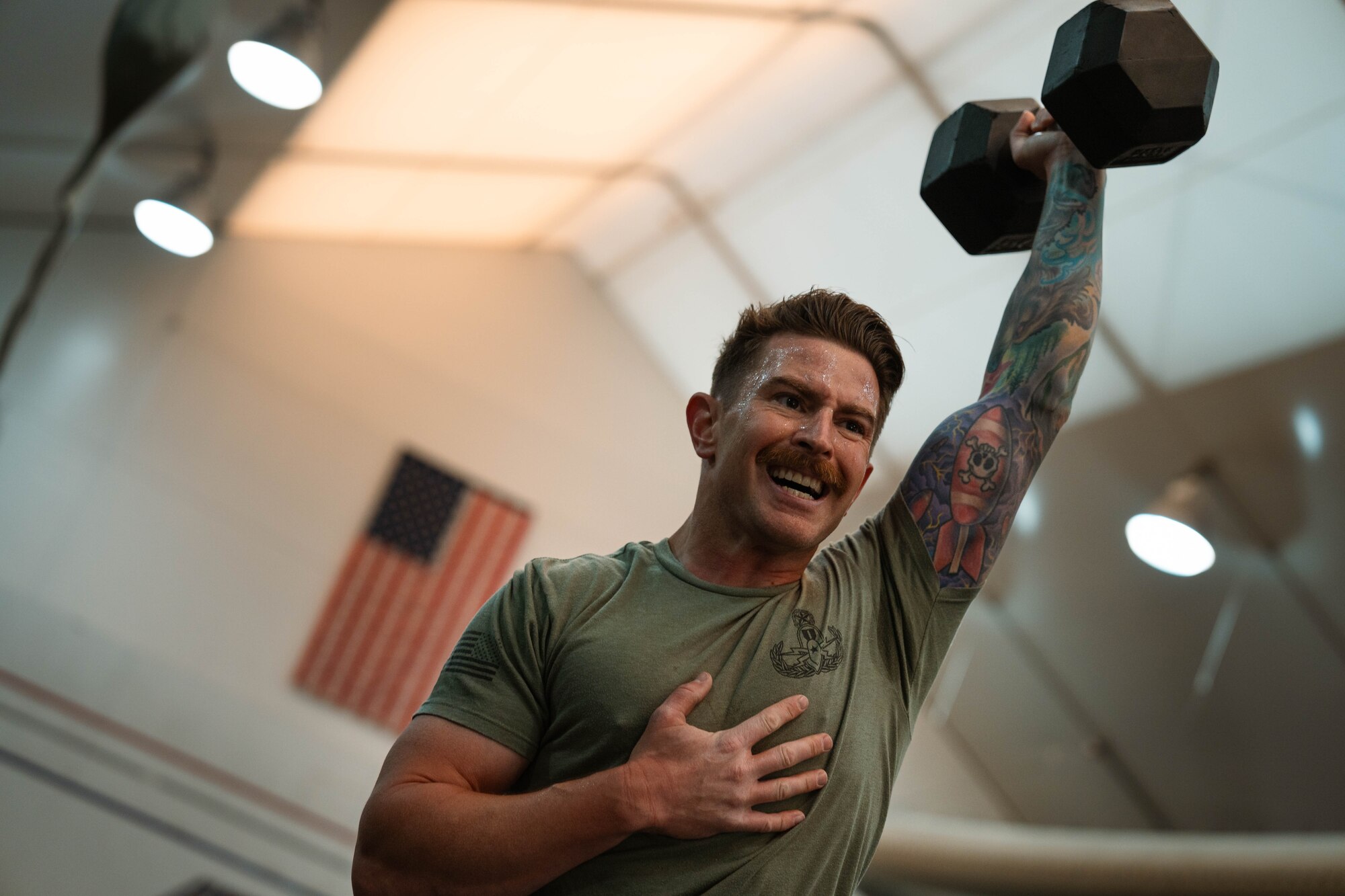 U.S. Air Force 56th Explosive Ordnance Disposal technicians engage in the 137th EOD Memorial Workout