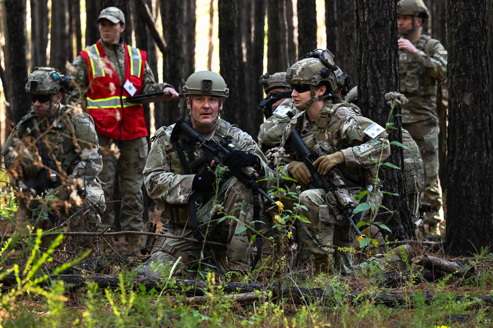 Citizen Airmen assigned to the 910th Security Forces Squadron rally up during a SF exercise at Dobbins Air Reserve Base, Georgia, Nov. 15, 2024.