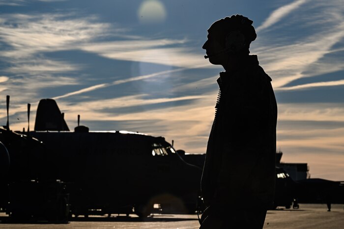 A Citizen Airman assigned to the 910th Maintenance Squadron prepares a C-130H Hercules for takeoff at Youngstown Air Reserve Station, Ohio, Nov. 13, 2024.