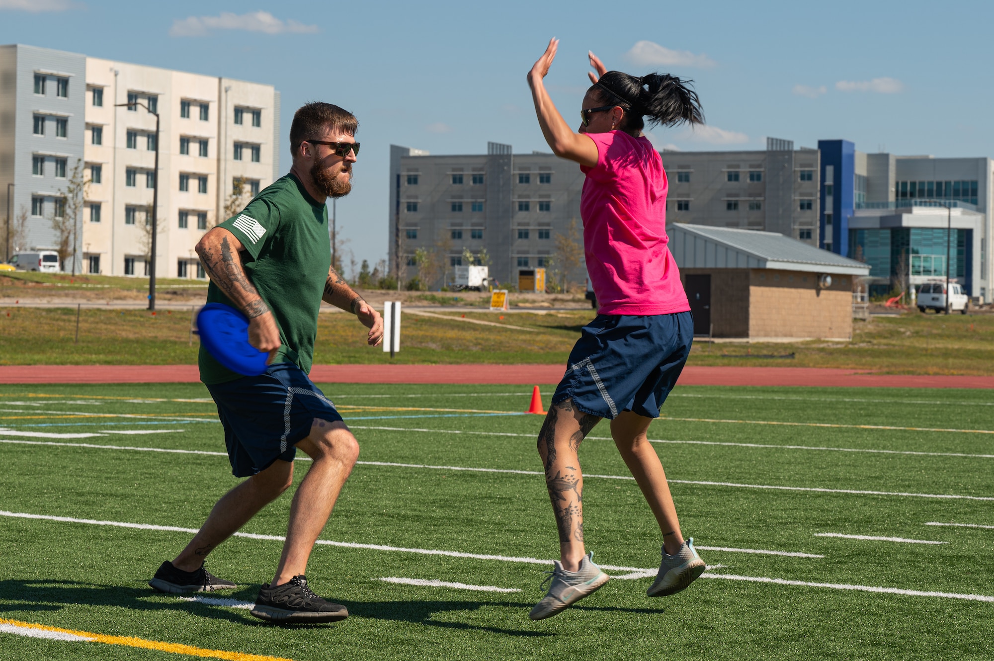 Airmen play ultimate frisbee