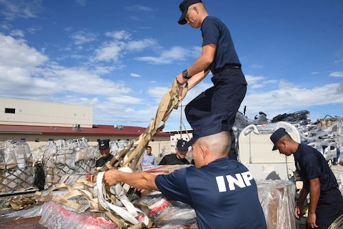Members from Instituto Nacional Penitenciario prepare humanitarian aid for pickup from Soto Cano Air base, Honduras, Nov. 18, 2024. Over the last year, Soto Cano Air Base has received 41 shipments through the Denton Program valuing more than 1.8 million dollars. (U.S. Army courtesy photo)