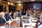 Group discussion in a conference room