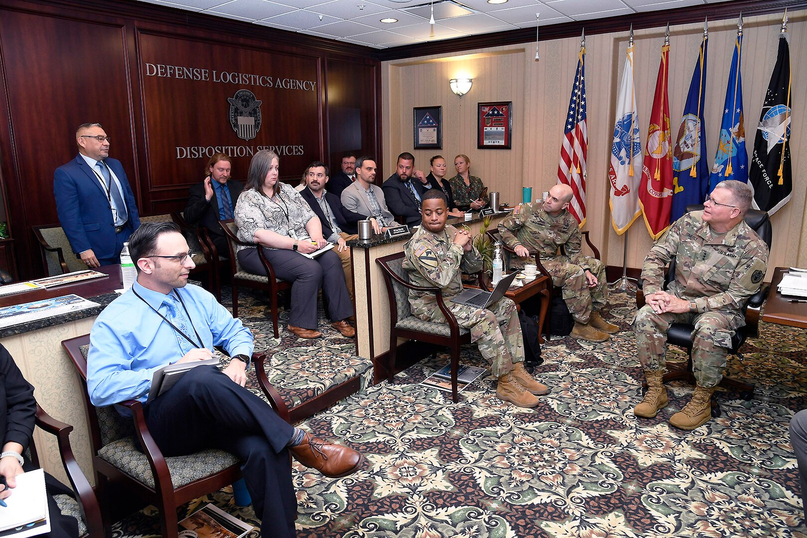 Group discussion in a conference room