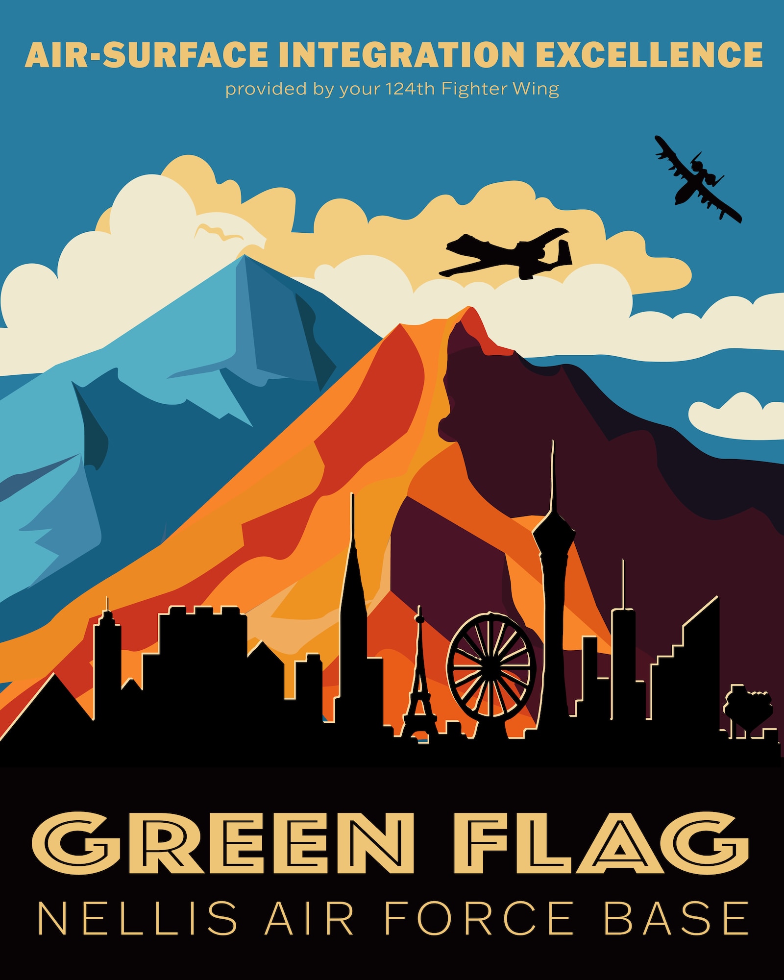 The 124th Fighter Wing participates in Green Flag West at Nellis Air Force Base, Nevada, Oct, 27-Nov. 8, 2024. GFW is a comprehensive joint exercise featuring live fly missions that immerse warfighters in advanced air-to-surface integration training.