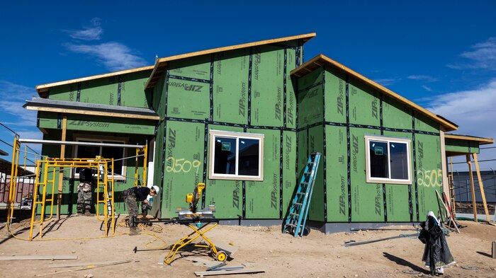 U.S. Marines with Recruiting Sub-Station Fort Collins assist with the construction of a home in Greeley, Colo., Nov. 15, 2024. Marines with RSS Fort Collins volunteered with Habitat for Humanity to help build homes, showcasing their dedication to giving back and supporting the local community. (U.S. Marine Corps photo by Sgt. Jackson Ricker)