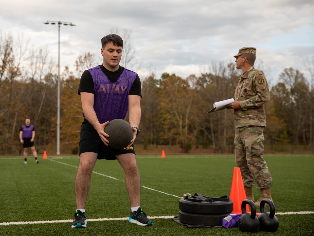 U.S. Army National Guard Spc. Matthew Adkins, an Information Technology Specialist representing the 103rd Brigade Support Battalion participate in the Army Combat Fitness Test during the 2025 Kentucky Best Warrior Competition held at Wendell H. Ford Regional Training Center in Greenville, Kentucky, Nov. 3, 2024. This competition showcases the adaptiveness, resilience, and lethality of our forces, affirming the readiness of National Guard citizen-Soldiers to meet the nation’s challenges.