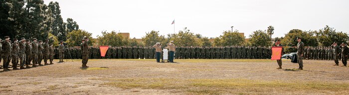 U.S. Marines with Marine Corps Recruit Depot San Diego, participate in a cake cutting ceremony at MCRD San Diego California, Nov. 6, 2024. The annual cake cutting ceremony is a long-standing tradition that celebrates the establishment of the United States Marine Corps. The Marine Corps birthday, on Nov. 10, 1775, is celebrated every year to commemorate the birth of the Corps and honor the service of all Marines, past and present. (U.S. Marine Corps photo by Cpl. Sarah M. Grawcock)