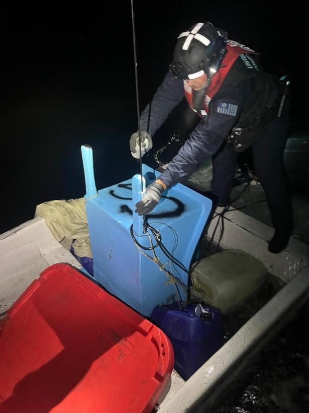 A Coast Guard Station South Padre Island crew captures imagery of a lancha near South Padre Island, Texas, on Nov. 24, 2024. Lanchas pose a major threat, usually entering the United States Exclusive Economic Zone near the U.S.-Mexico border in the Gulf of Mexico with the intent to smuggle people, drugs, or poach the United States' natural resources. (U.S. Coast Guard photo, courtesy Station South Padre Island)