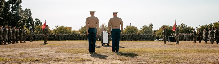 U.S. Marines with Marine Corps Recruit Depot San Diego, participate in a cake cutting ceremony at MCRD San Diego California, Nov. 6, 2024. The annual cake cutting ceremony is a long-standing tradition that celebrates the establishment of the United States Marine Corps. The Marine Corps birthday, on Nov. 10, 1775, is celebrated every year to commemorate the birth of the Corps and honor the service of all Marines, past and present. (U.S. Marine Corps photo by Cpl. Sarah M. Grawcock)