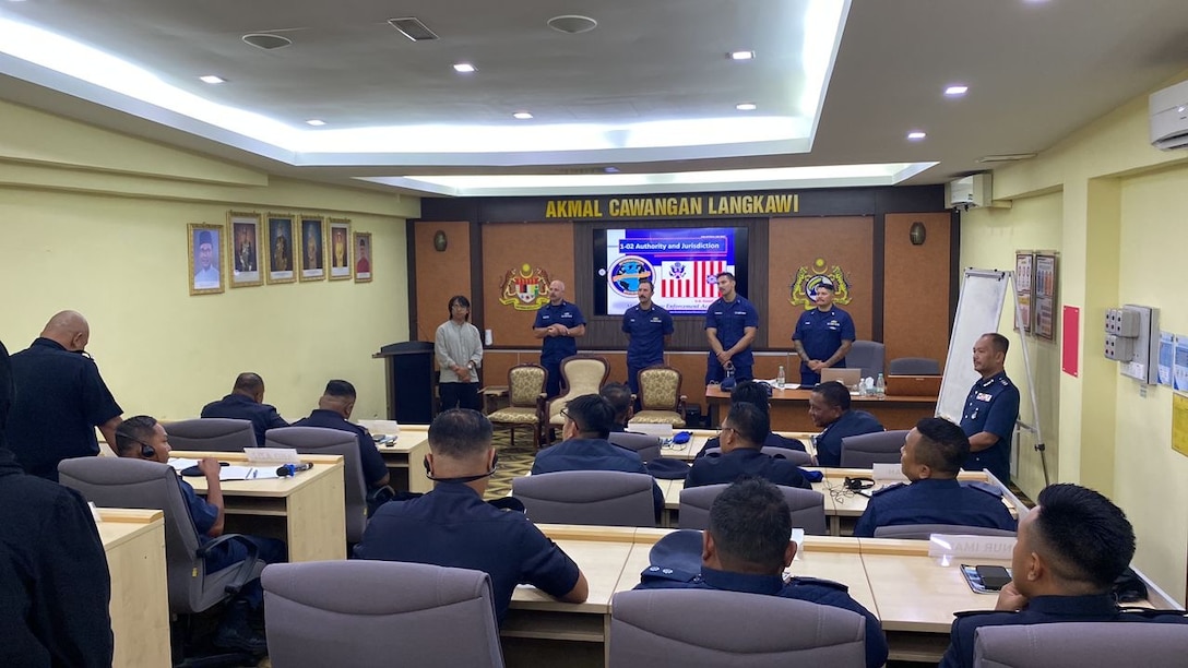 U.S. Coast Guard Maritime Safety and Security Team Los Angeles Long Beach members provide training to Royal Malaysian Customs Academy members in Langkawi, Malaysia to support subject matter expert exchange program Nov. 3, 2024. The goal of the exchange was to assist in improving operations, inter-agency cooperation and proficiency in law enforcement and maritime operations. U.S. Coast Guard photo by Richard Kavanaugh.