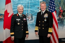 Canada’s Minister of Foreign Affairs Mélanie Joly and Adm. Samuel J. Paparo, commander of U.S. Indo-Pacific Command, speak at  the Halifax International Security Forum, Nov. 22, 2024.