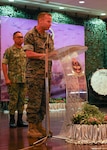 BANDAR SERI BEGAWAN, Brunei (Nov. 25, 2024) – U.S. Marine Corps Col. Stuart W. Glenn, commanding officer, Marine Rotational Force - Southeast Asia, gives remarks during the closing ceremony of Cooperation Afloat Readiness and Training (CARAT) Brunei 2024 at Wira Seni Hall, RBAF Band, Bolkiah Garrison, Brunei, Nov. 25. This year marks the 30th iteration of CARAT, a multinational exercise series designed to enhance U.S. and partner navies’ abilities to operate together in response to traditional and non-traditional maritime security challenges in the Indo-Pacific region. (U.S. Navy Photo by Mass Communication Specialist 2nd Class Zachary Grooman)