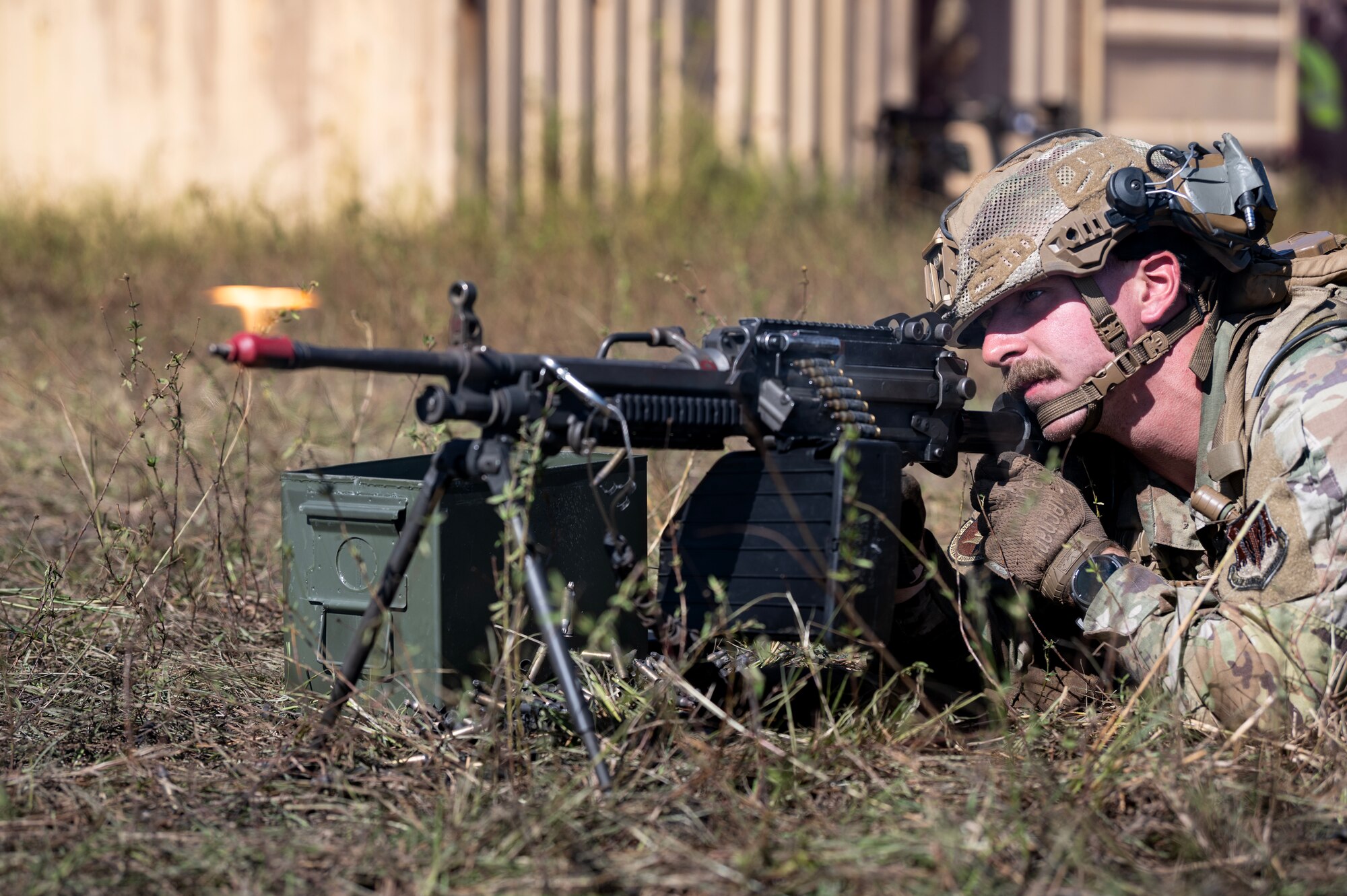 Airman fires heavy weapon