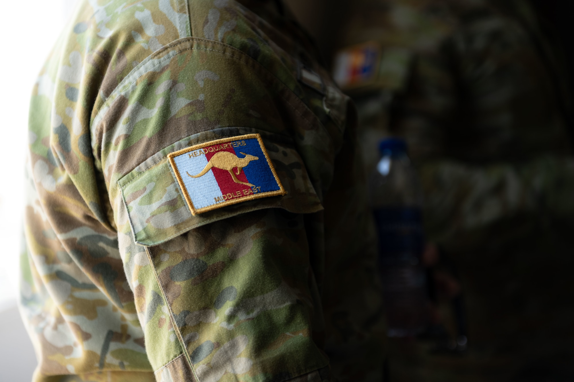 A patch is displayed on the shoulder of an Australian Army communications specialist.