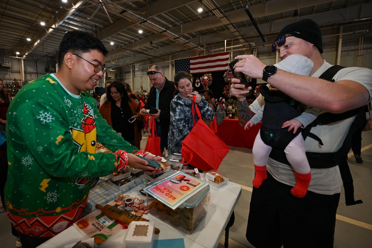 Goodfellow and San Angelo community members 42nd annual Santa’s Market and 2nd annual Base Open House at the Louis F. Garland Department of Defense Fire Academy, Goodfellow Air Force Base, Texas, Nov. 23, 2024. Face painting, arts and crafts, photos with Santa and food were some of the activities offered for participants to enjoy. (U.S. Air Force photo Airman 1st Class Evelyn J. D’Errico)