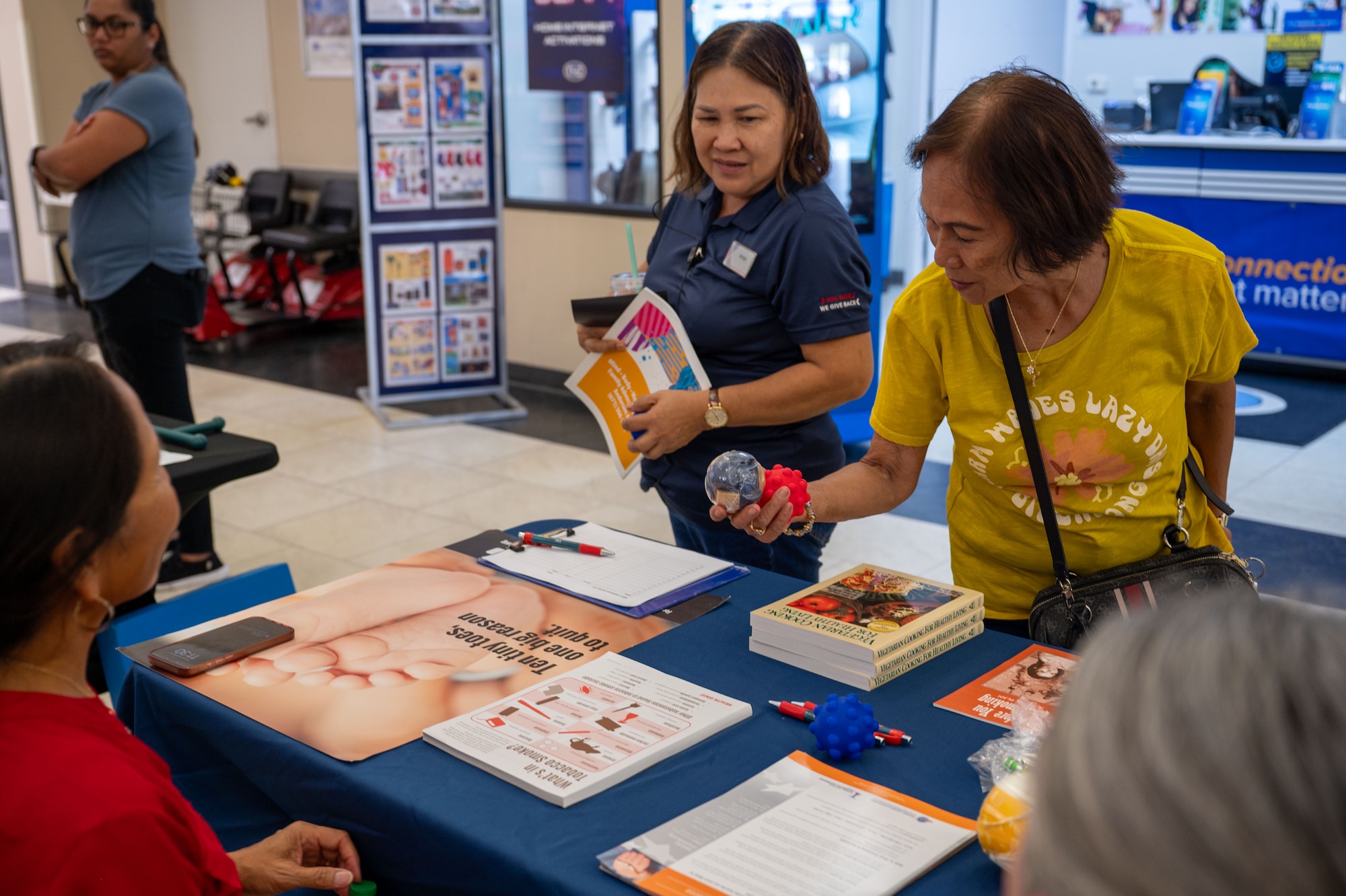 Educational materials and resources on the dangers of nicotine usage on display during the Great American Smokeout at the Base Exchange on Andersen Air Force Base, Guam, Nov. 21, 2024. The Great American Smokeout is an event held annually on military installations around the world to prevent nicotine use as well as provide resources for those that do and want to quit. (U.S. Air Force photo by Airman 1st Class Audree Campbell)