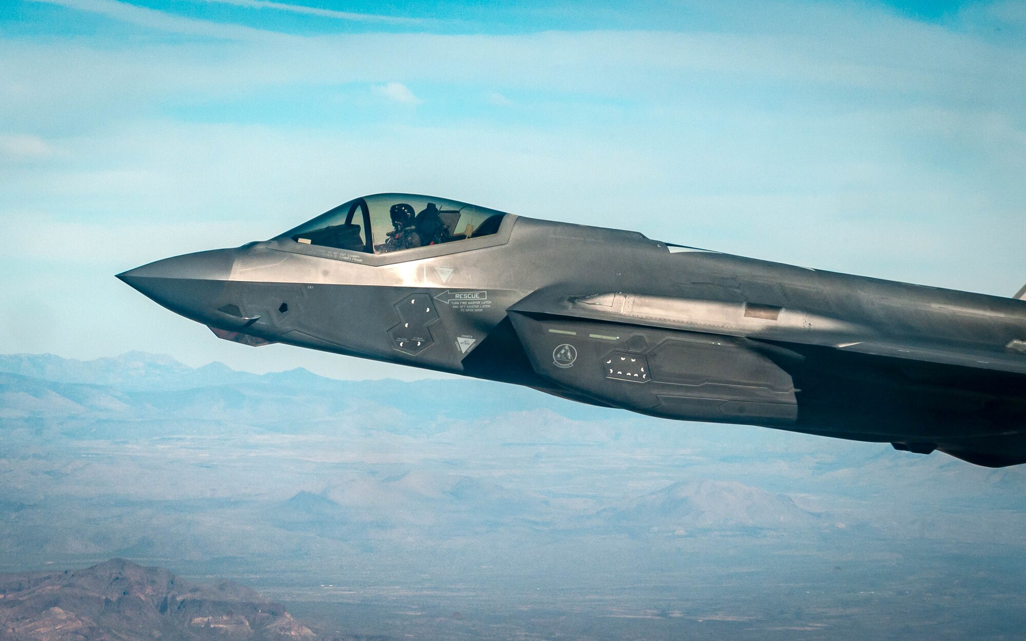 U.S. Air Force F-35A Lightning II assigned to the 56th Fighter Wing flies over Arizona.