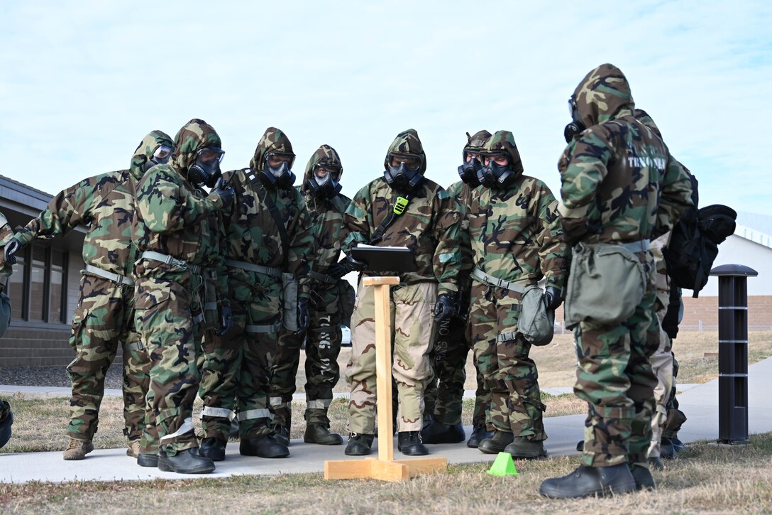 Airmen conduct chemical, biological, radiological, nuclear, and explosives training