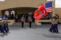 U.S. Marine Corps Maj. Gen. Robert Fulford, commanding general 1st Marine Division, left and Brig. Gen. James A. Ryans III, commanding general, Marine Corps Recruit Depot, Western Recruiting Region, right participate in a graduation ceremony at Marine Corps Recruit Depot San Diego, California, Nov. 15, 2024. Graduation took place at the completion of the 13-week transformation, which included training for drill, marksmanship, basic combat skills, and Marine Corps customs and traditions. (U.S. Marine Corps photo by Lance Cpl. Jacob B. Hutchinson)