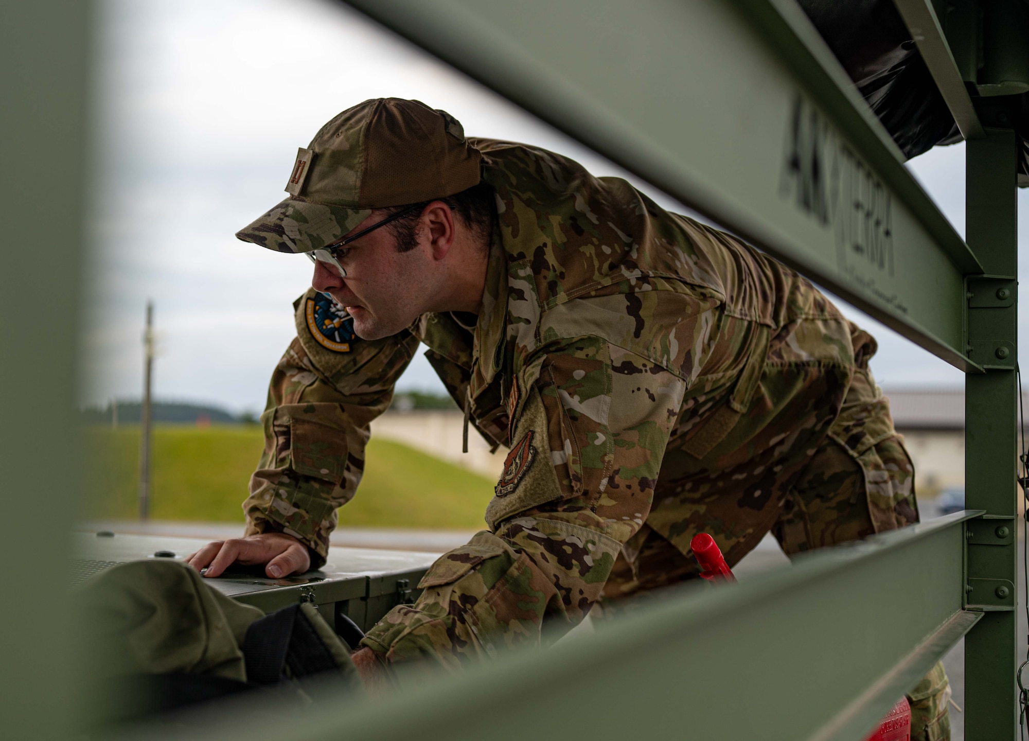 U.S. Air Force Capt. William Steers, 623rd Air Control Squadron readiness flight commander, starts a power generator during exercise Keen Sword 25, at Misawa Air Base, Japan, Oct. 28, 2024.