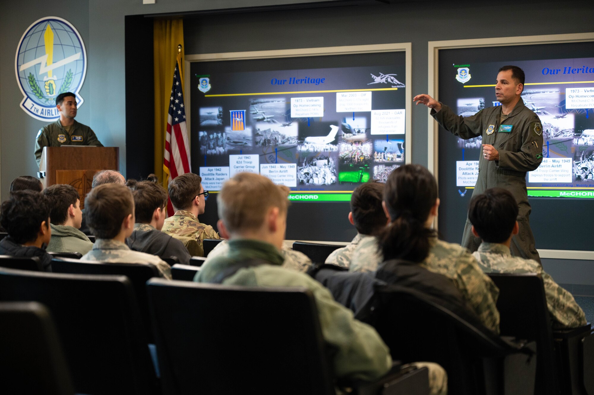 The 62d Airlift Wing hosted a tour for Washington Civil Air Patrol cadets at Joint Base Lewis-McChord, Washington, Nov. 23, 2024. CAP is the civilian auxiliary of the United States Air Force and a congressionally chartered nonprofit organization that operates under three missions: Aerospace Education, Emergency Services, and Cadet Programs. As an Aviation Inspiration and Mentorship Wing, the 62d AW seeks to foster community partnerships and educate and develop future and ready Airmen.