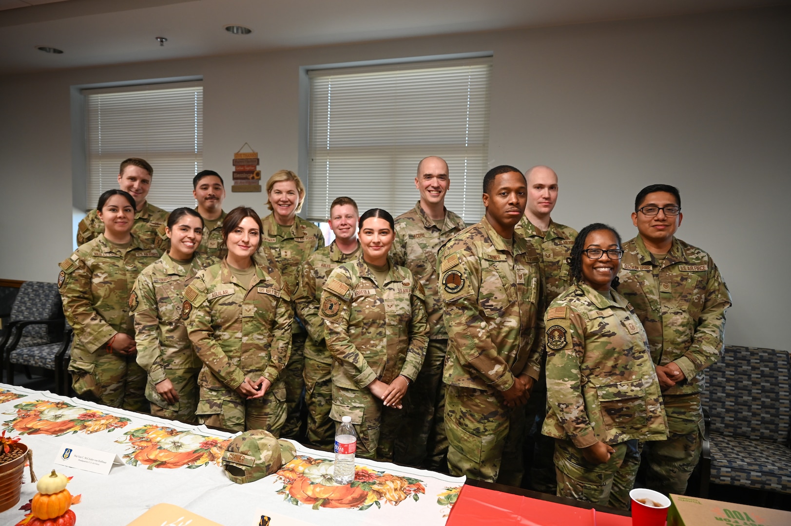 Reserve Citizen Airmen from the 433rd Airlift Wing and the 960th Cyberspace Wing pose for a group photo alongside Maj. Gen. C. McCauley von Hoffman, Deputy to the Chief of Air Force Reserve, Headquarters U.S. Air Force, at Joint Base San Antonio-Lackland, Texas, Nov. 22, 2024.