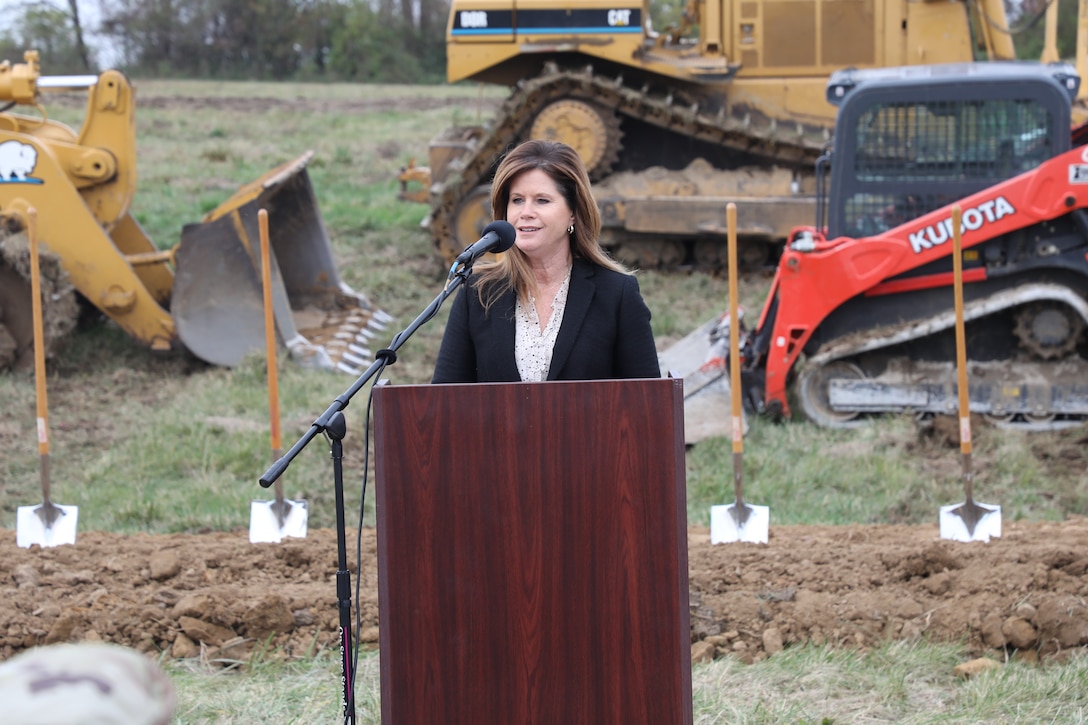 The Adjutant General for Kentucky, Maj. Gen. Hal Lamberton, speaks during the groundbreaking ceremony of the new maintenance facility at the Burlington Readiness Center in Northern Kentucky Nov. 18, 2024. The new facility will include wide maintenance bays, storage and administration space capable of sustaining modern military vehicles and equipment in Kentucky’s fastest growing area for population. (U.S. Army National Guard photo by Sgt. 1st Class Benjamin Crane)