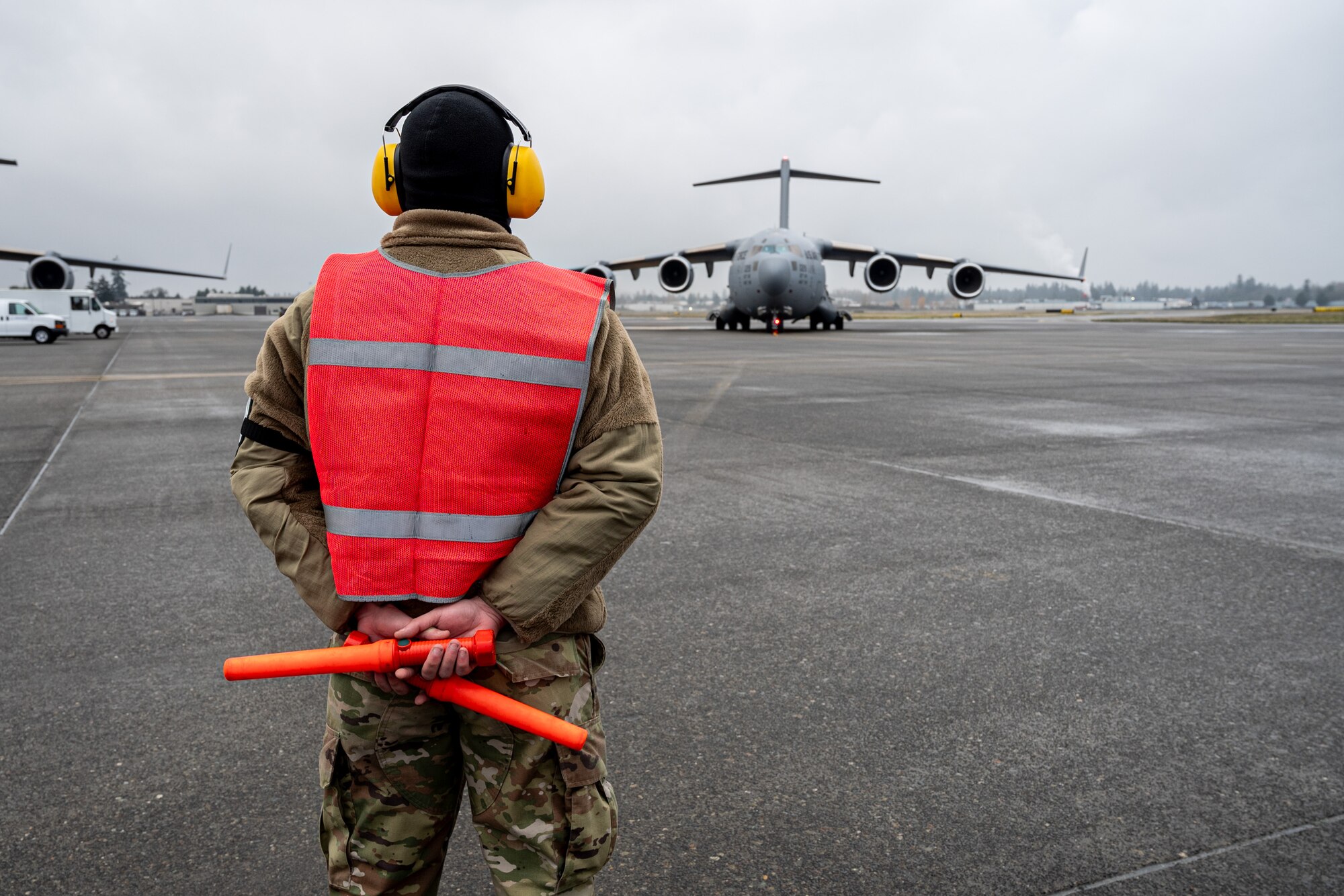 U.S. Air Force Airmen with the 62d Airlift Wing prepare for a training sortie at Joint Base Lewis-McChord, Washington, Nov. 26. 2024. This training sortie included low-level flying and combat maneuvering for pilot requalification and combat offload practice for the loadmaster onboard. Training sorties like this are critical to ensuring all Airmen are mission ready while preparing the Wing to win.