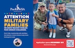 Multicolored flyer with service member and family.