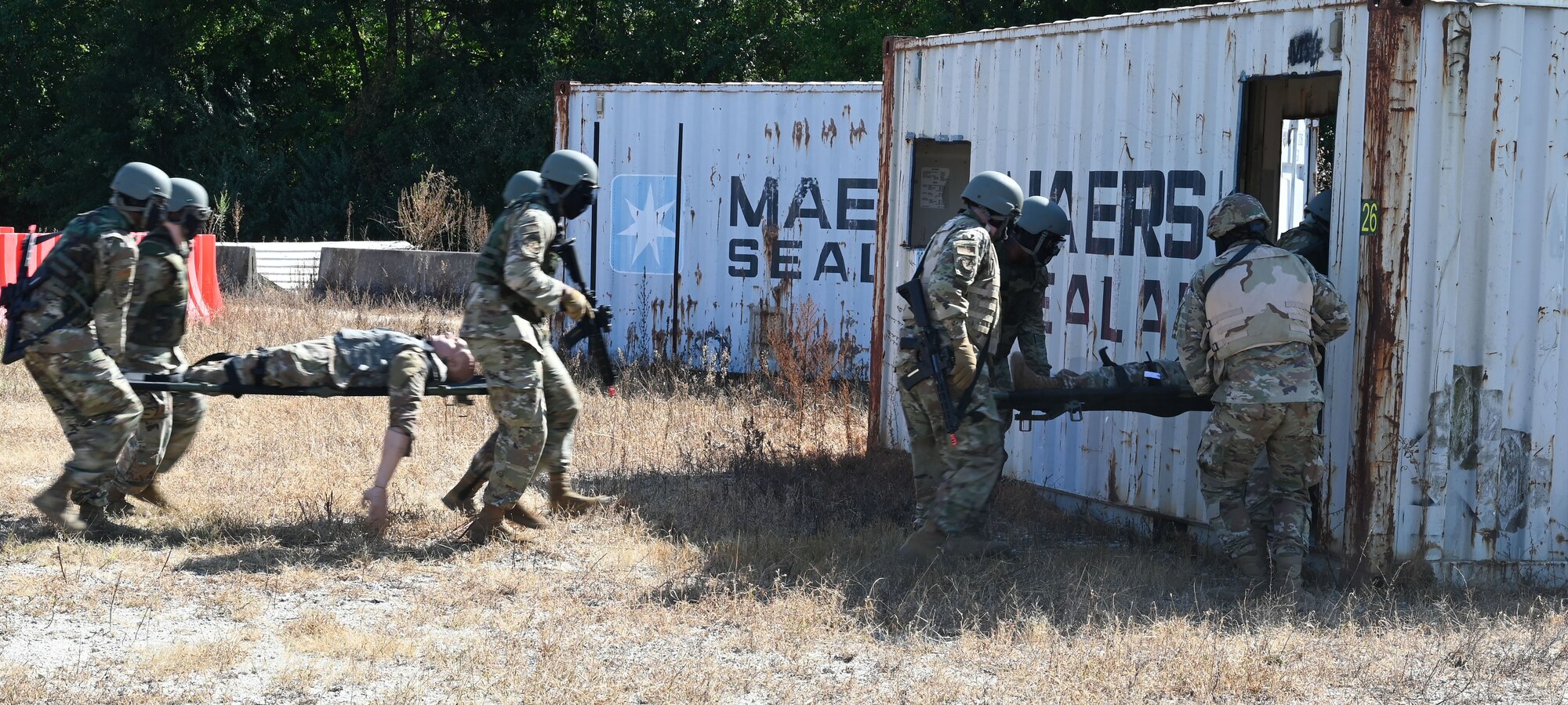 Airmen transport simulated casualties