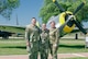 U.S. Air Force Lt. Col. Joseph Baxter, allergist and immunologist with the 56th Healthcare Operations Squadron, Maj. Lauren Gabreski, allergist and immunologist with the 48th HCOS, and Lt. Col. Tasha Hellu, allergist and immunologist with the 10th HCOS, pose for a graduation photo by a Republic P-47 Thunderbolt at the Lackland Parade Field, Joint Base San Antonio-Lackland, Texas, in June 2024. Gabreski’s grandfather, retired Air Force Col. Francis “Gabby” Gabreski, flew the Republic P-47 Thunderbolt during World War II and the Korean War, becoming one of only seven U.S. combat pilots to achieve ace status in two wars. (U.S. Air Force photo by Daniel Steigelman)