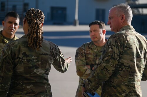U.S. Air Force Col. Matthew Norton, the Director of Intelligence, Headquarters Air Education and Training Command, visits the 312th Training Squadron alongside its leadership, at the Louis F. Garland Department of Defense Fire Academy, Goodfellow Air Force Base, Texas, Sept. 24, 2024. The Fire Academy provides training to all components of the DoD, including uniformed and civilian members of the Army, Marine Corps, Navy, Air Force, Coast Guard, and also trains international students to build partnership capacity in allied nations. (U.S. Air Force photo by Airman 1st Class James Salellas)