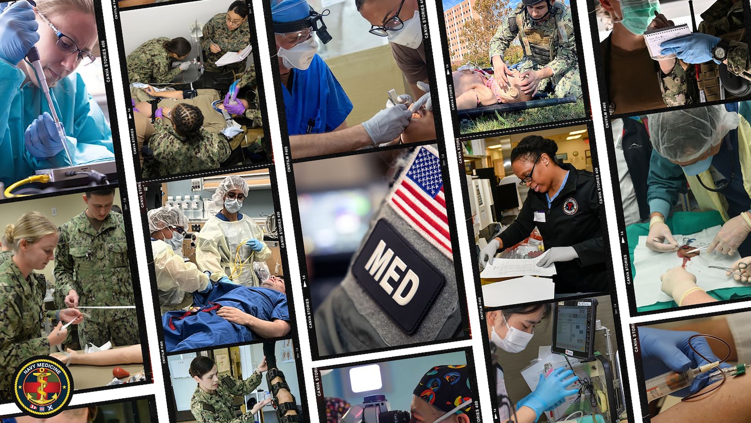 A photo collage highlights Navy Medicine readiness and training commands and expeditionary medical systems to celebrate several significant anniversaries of historic shifts during the month of October in U.S. Navy Bureau of Medicine and Surgery’s operational mission.