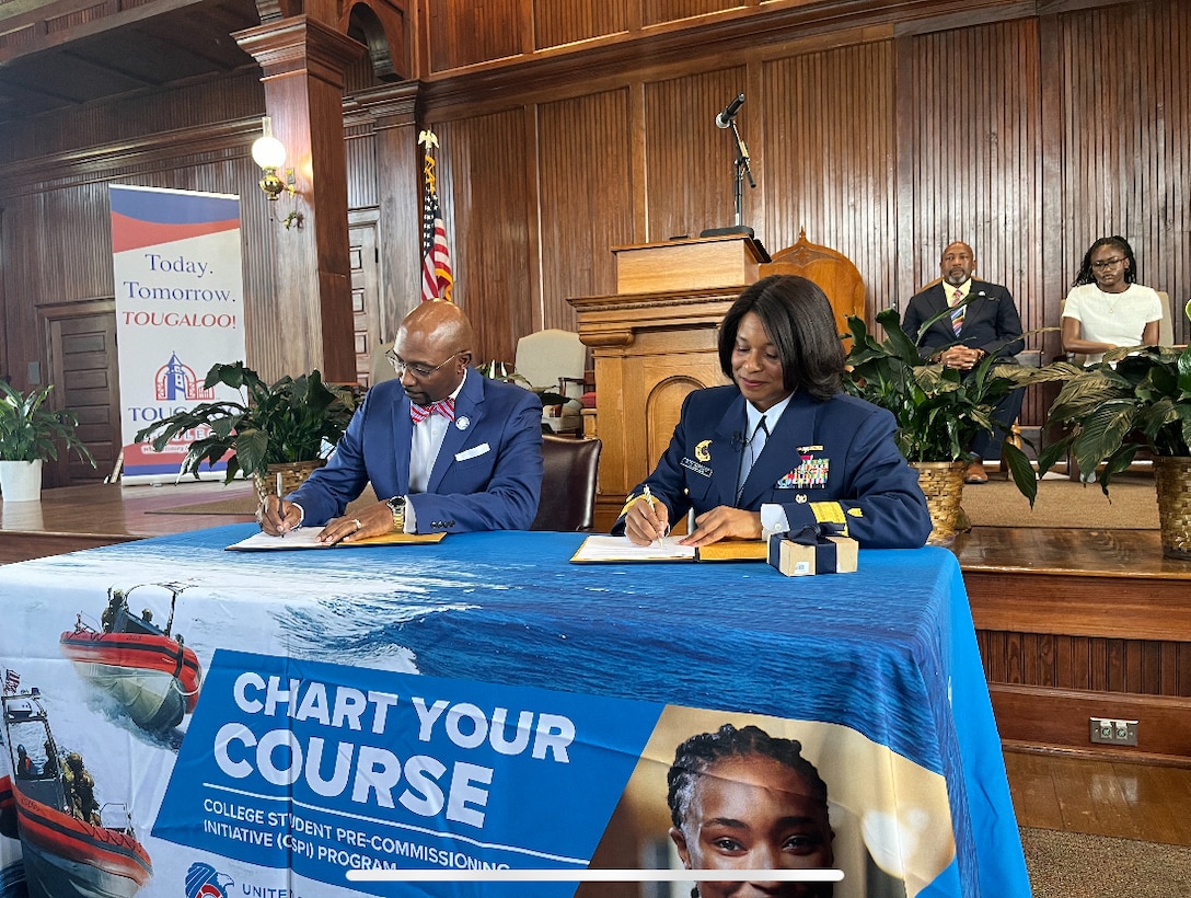 The Coast Guard announced a landmark Memorandum of Understanding (MOU) with Tougaloo College. (Photo courtesy of Tougaloo College)