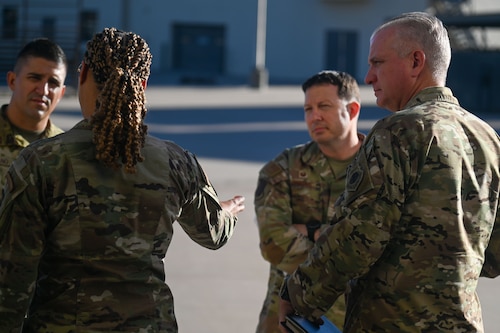 U.S. Air Force Col. Matthew Norton, the Director of Intelligence, Headquarters Air Education and Training Command, visits the 312th Training Squadron alongside its leadership, at the Louis F. Garland Department of Defense Fire Academy, Goodfellow Air Force Base, Texas, Sept. 24, 2024. The Fire Academy provides training to all components of the DoD, including uniformed and civilian members of the Army, Marine Corps, Navy, Air Force, Coast Guard, and also trains international students to build partnership capacity in allied nations. (U.S. Air Force photo by Airman 1st Class James Salellas)