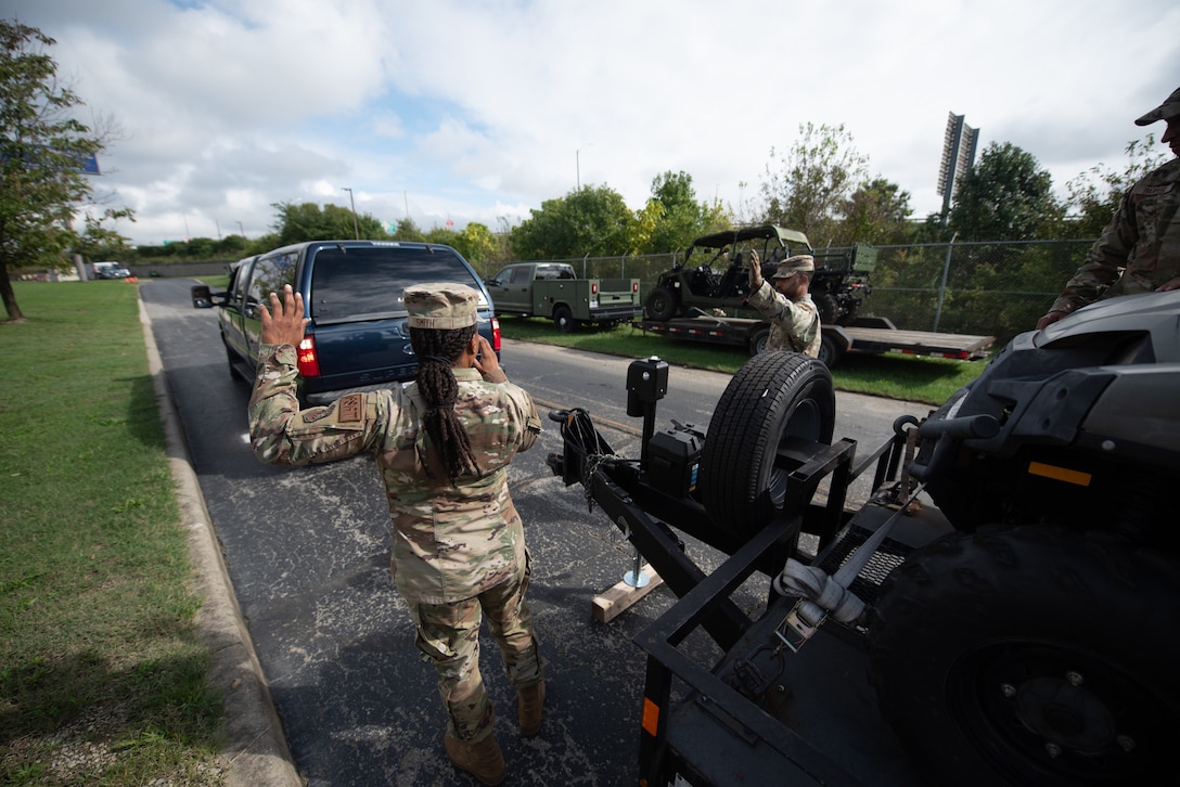 Members of the 123rd Airlift Wing’s Fatality Search and Recovery Team prepare equipment for deployment form the Kentucky Air National Guard Base in Louisville, Ky., Sept. 30, 2024, in response to massive flooding across North Carolina following Hurricane Helene. The 11-Airman team left Louisville Oct. 1 and will operate from Hickory, N.C, where they will assist coroners and other local officials in the recovery of flood casualties. (U.S. Air National Guard photo by Phil Speck)