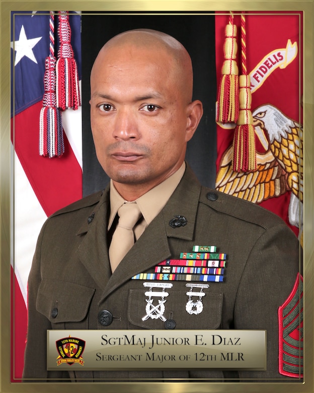 Sgt. Maj. Junior E. Diaz command board photo.